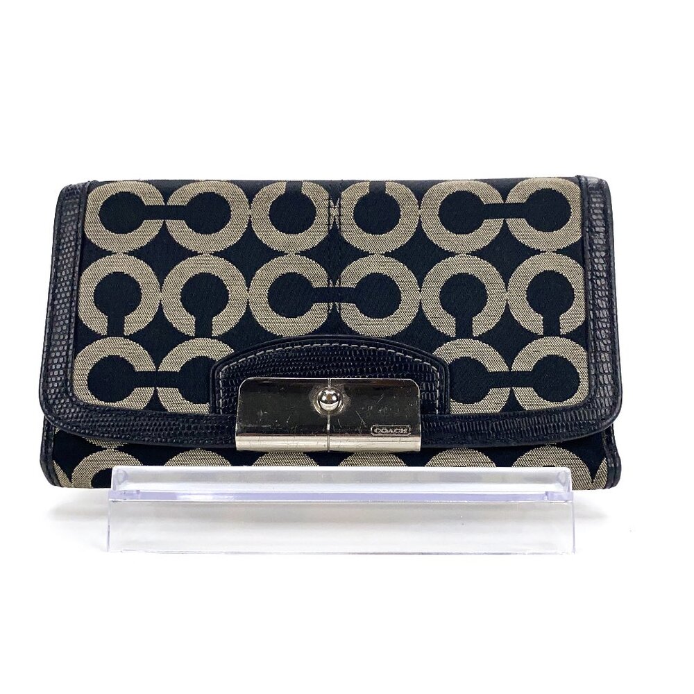 COACH Kristin Op Art Signature Checkbook Flap Wallet